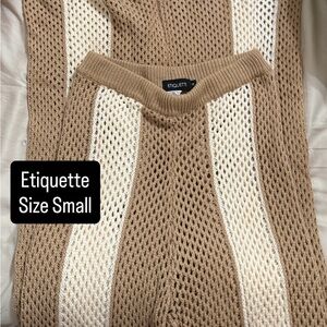 Knit Tan & Cream Striped Swim Coverup